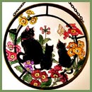 Black Cats & Auriculas -  6" Roundel