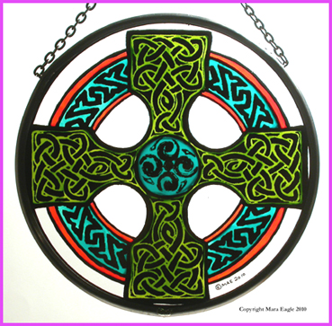 Celtic Cross - Green and Orange