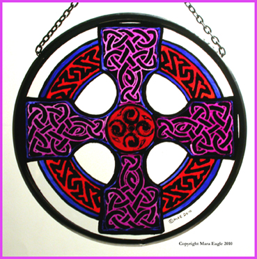 Celtic Cross - Mauve and Orange 