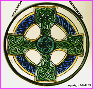 Celtic Cross - Pale Green and Blue