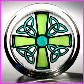 Celtic Cross and Triskeles - Green