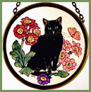 Black Cat & Auriculas - 4" Roundel