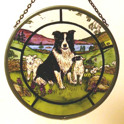 Collie and Lambs -  6" Roundel
