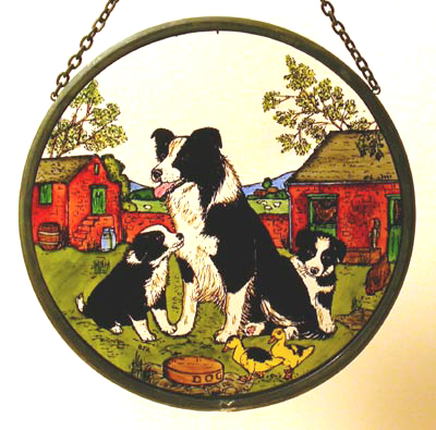 Collie and Pups -  6" Roundel