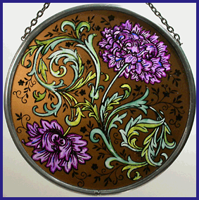 William Morris - Decorative Art - Mauve Chrysanthemum Roundel