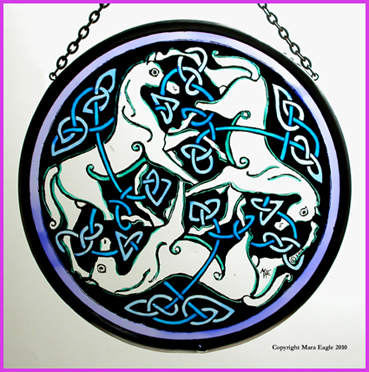 Pictish Horses - White Horses with Blue Triskeles
