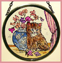 Kitten with Blue Jar - 4" Roundel