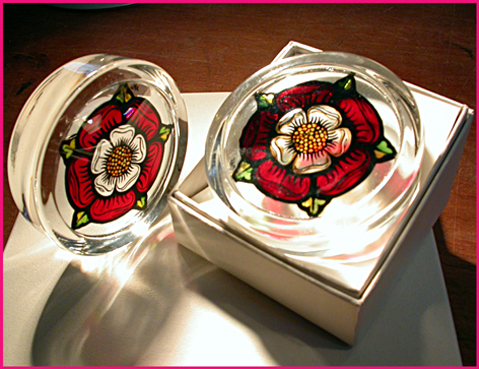 Hand painted Stained Glass Paperweights