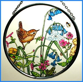 Wren and Bluebells - 6" Roundel