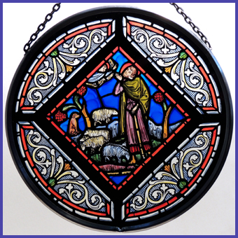 La Sainte-Chapelle - Shepherd, with his dog, and angel above 