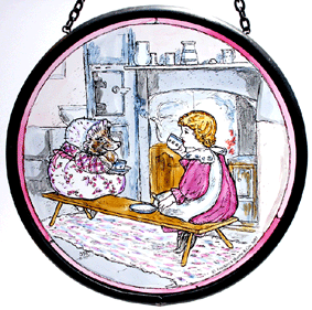 Mrs Tiggywinkle taking tea